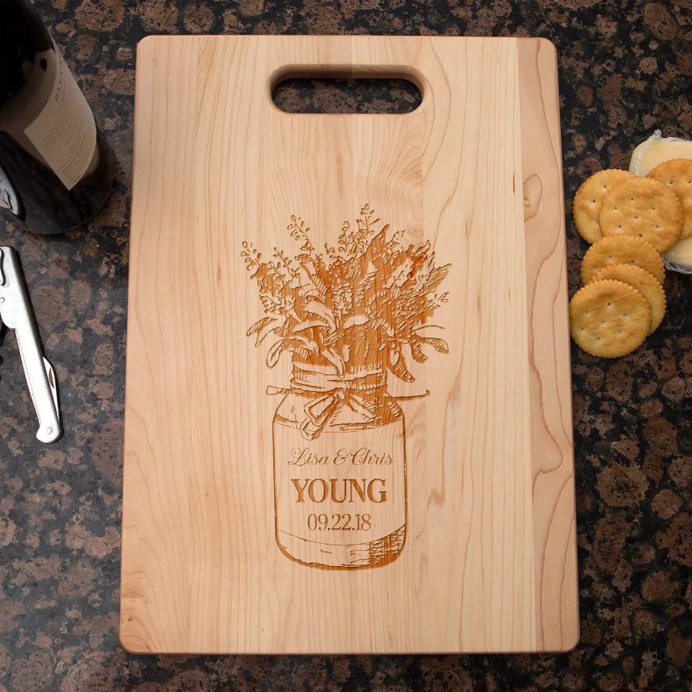 Mason Jar Personalized Maple Cutting Board