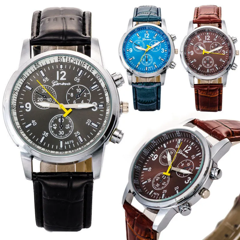 Men Watch Luxury Stylish Faux PU Leather Watch Men Quartz Analog Casual Men Wristwatch relogio masculino