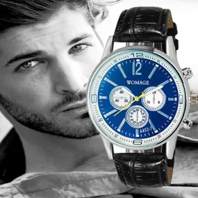 Men Watch Top Luxury Military army Business PU Leather Blue Ray Glass Clock Analog Watch Relogio Masculino