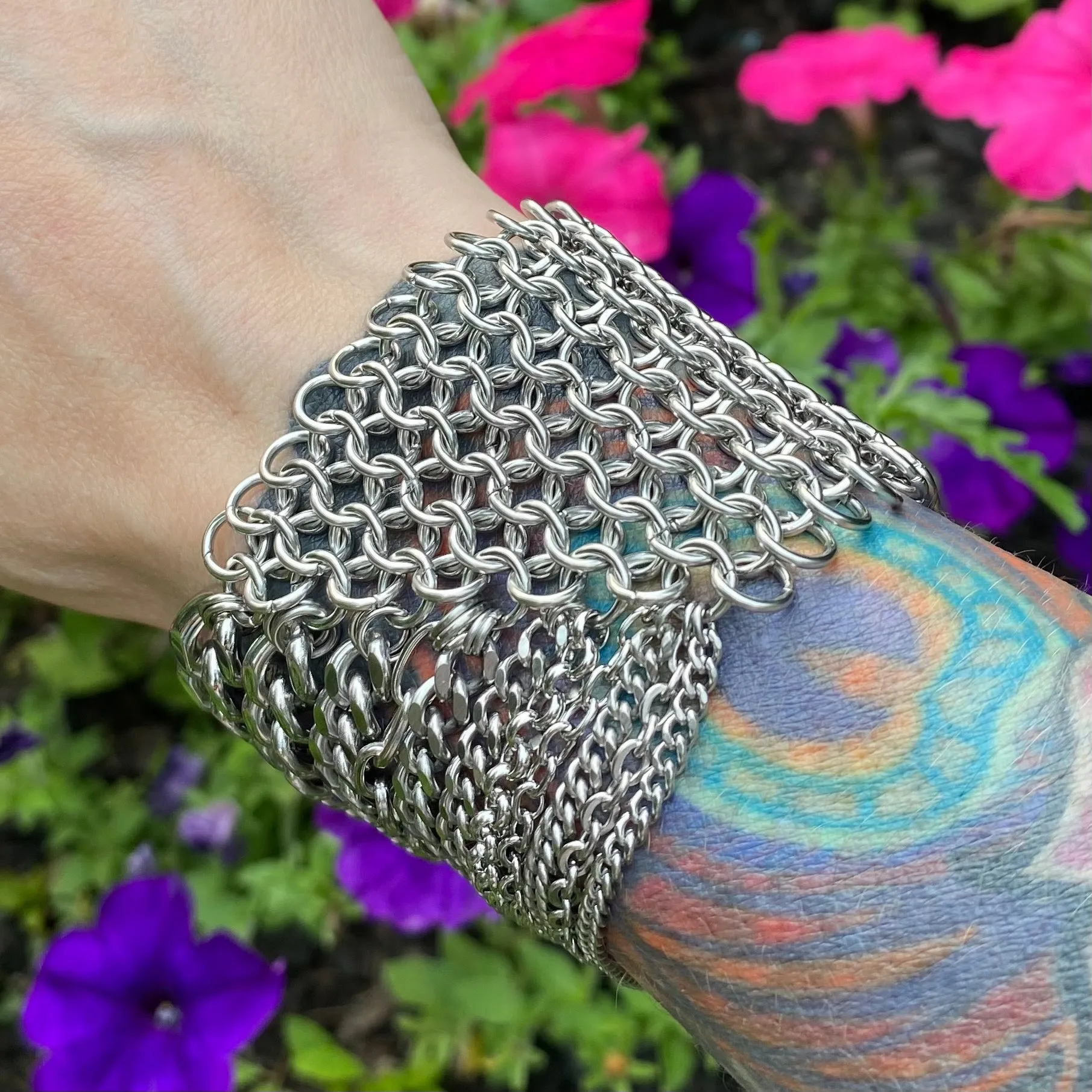 METAL Half & Half Multi-Chain Cuff Bracelet