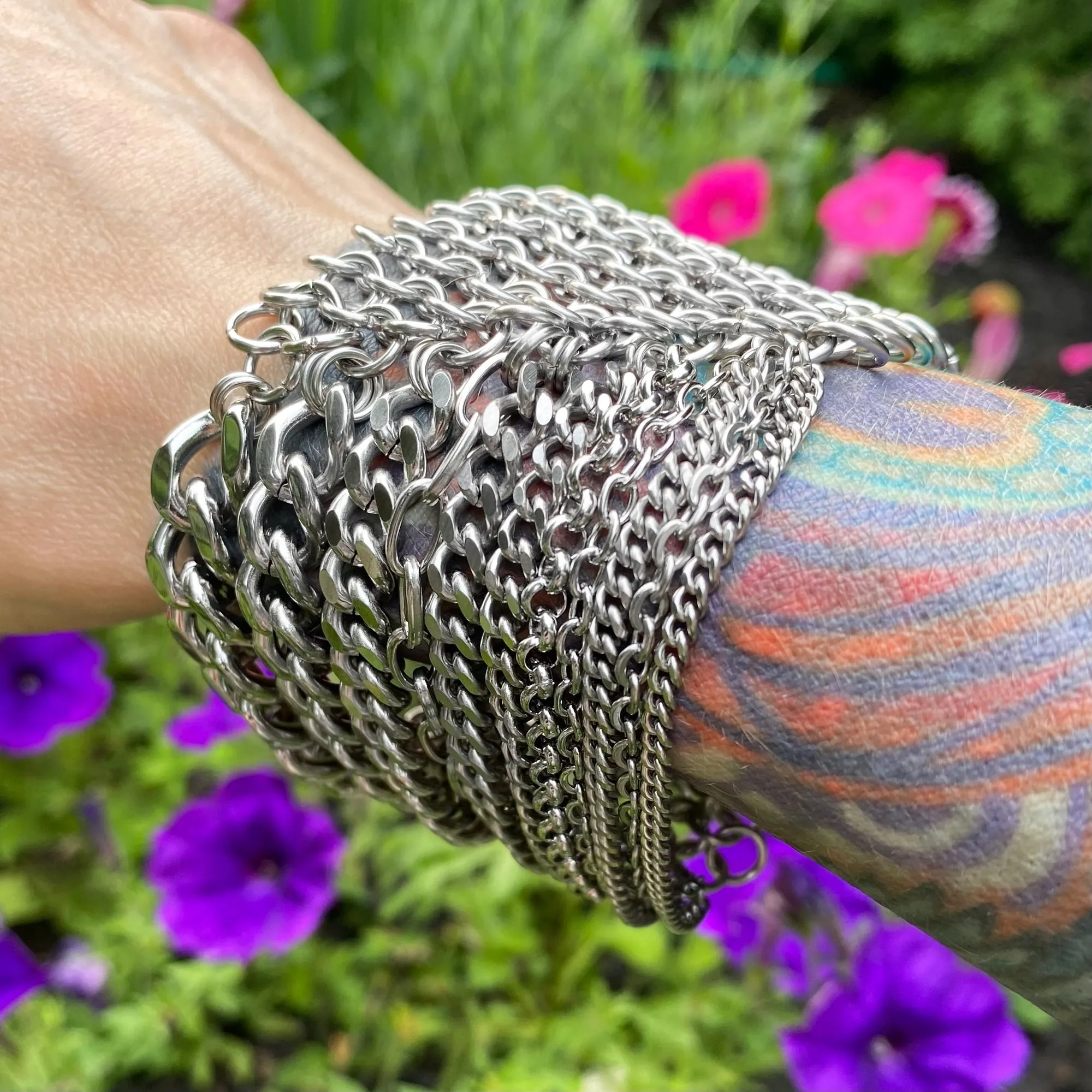 METAL Half & Half Multi-Chain Cuff Bracelet