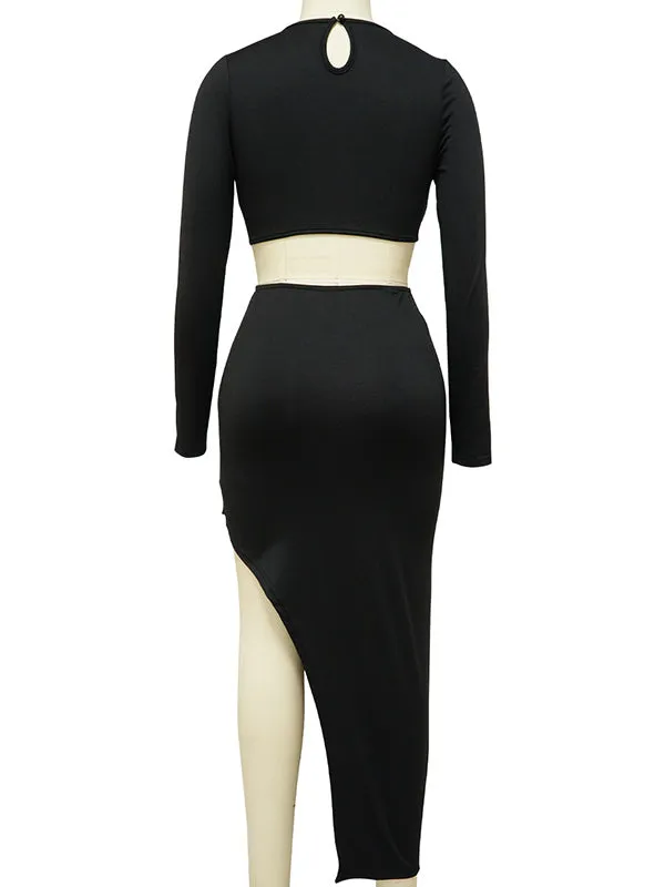 Momnfancy Solid Color Side Slit Belt Bare Waist Baby Shower Bodycon Maternity Elegant Midi Dress