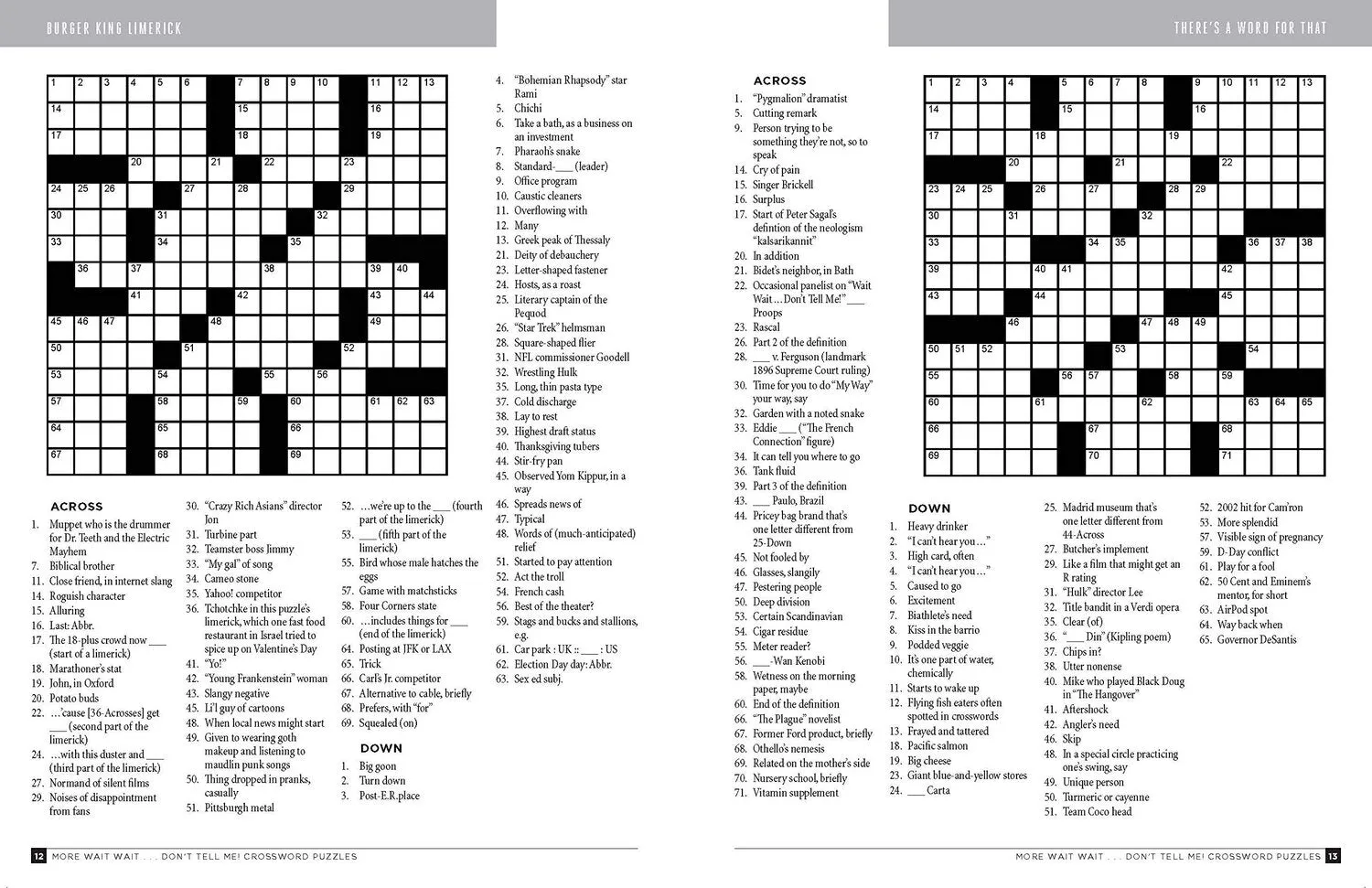 MORE WAIT WAIT... DON'T TELL ME! CROSSWORD PUZZLES