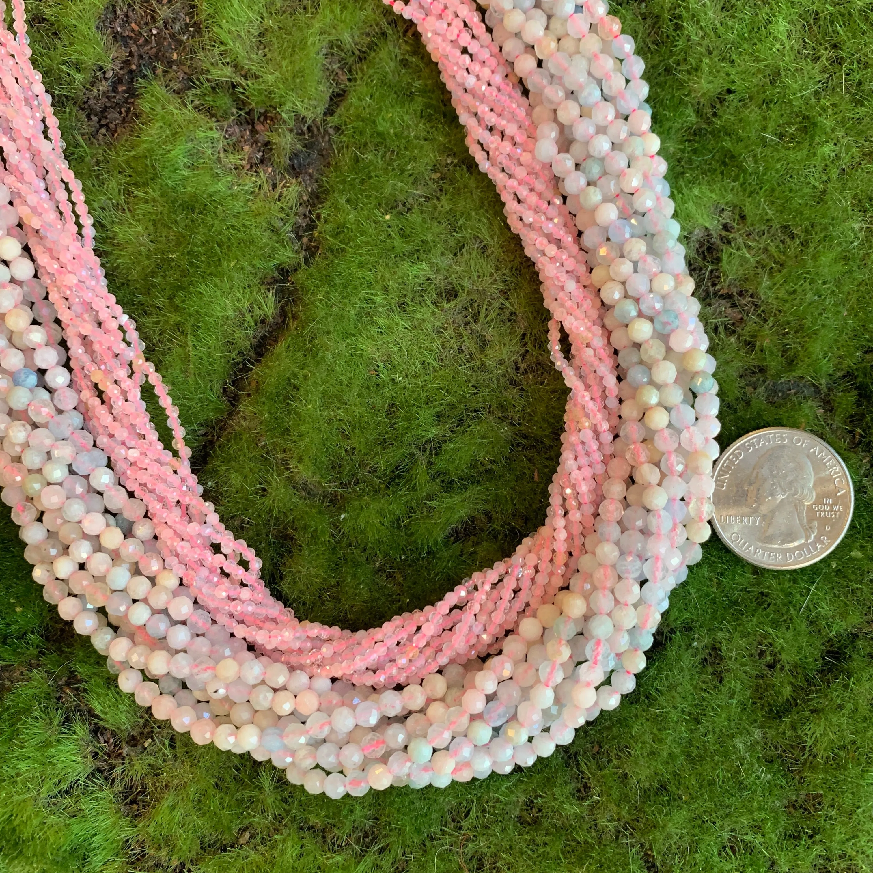 Morganite Strands - Faceted Rounds