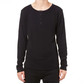 Nudie Ribbed Long Sleeve HenleyBlack