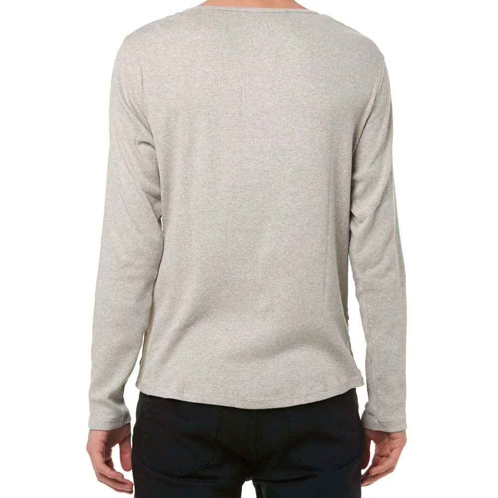 Nudie Ribbed Long Sleeve HenleyGrey Melange