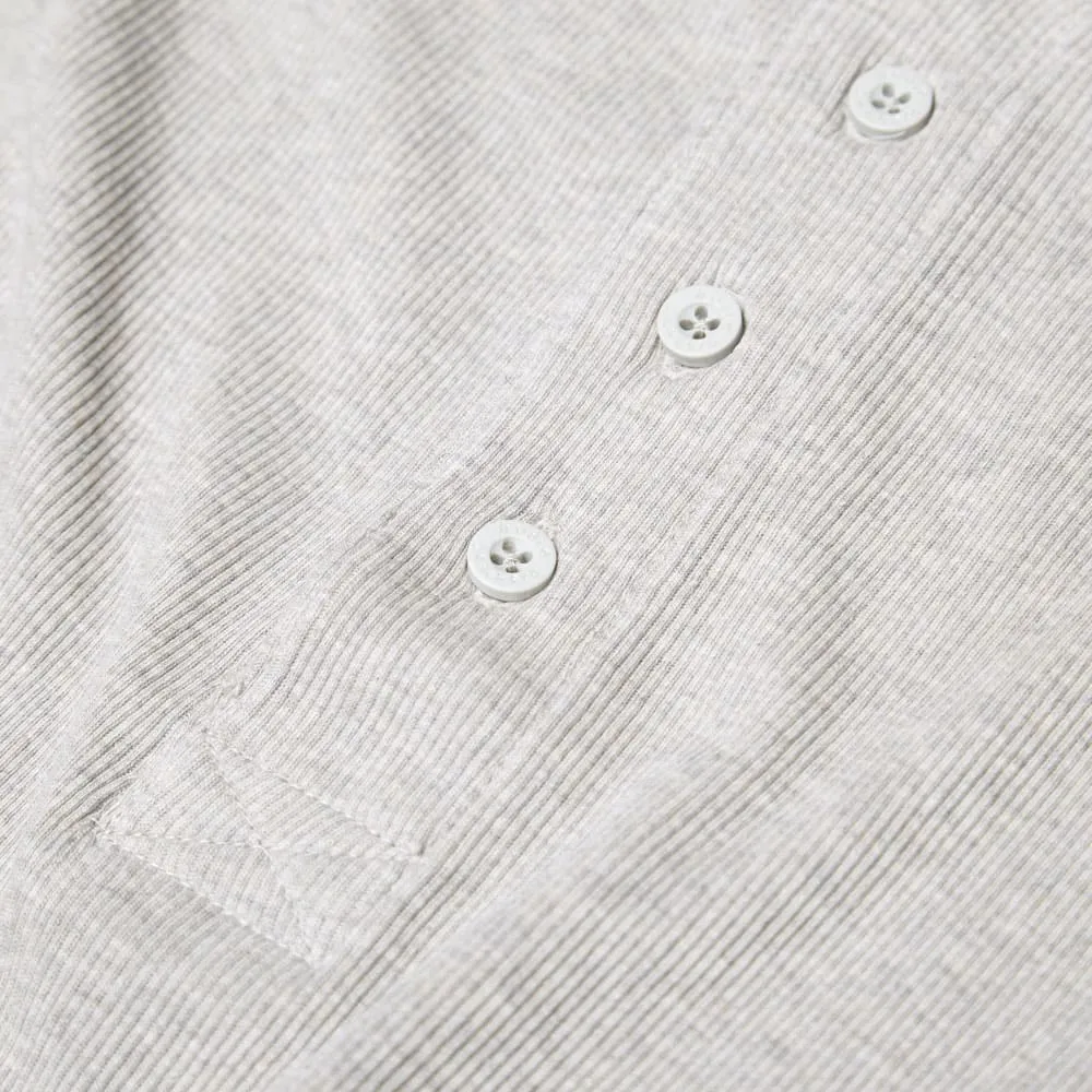 Nudie Ribbed Long Sleeve HenleyGrey Melange