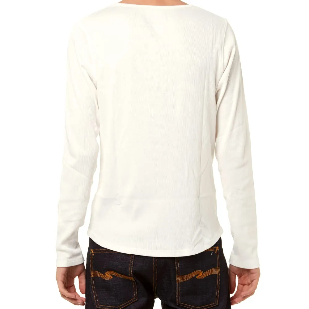 Nudie Ribbed Long Sleeve HenleyOff White