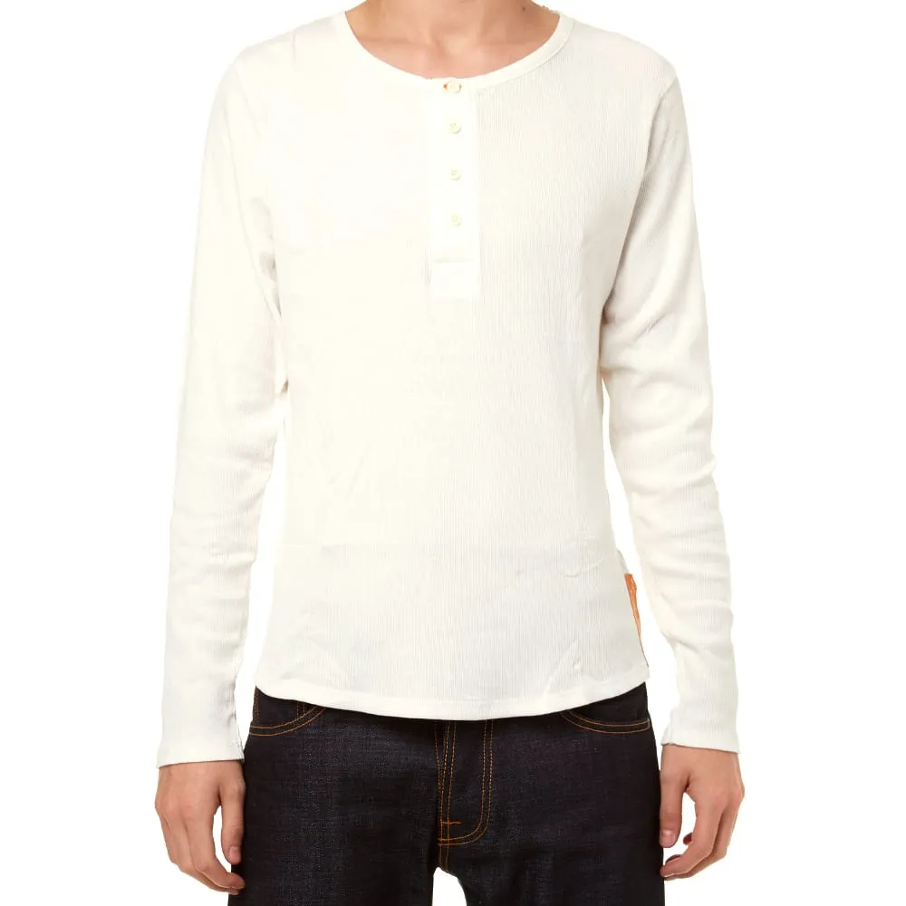 Nudie Ribbed Long Sleeve HenleyOff White