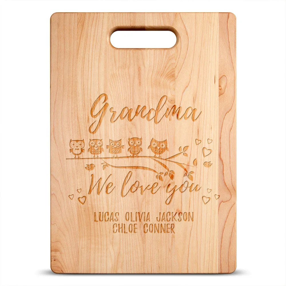 Owl Love Personalized Maple Cutting Board