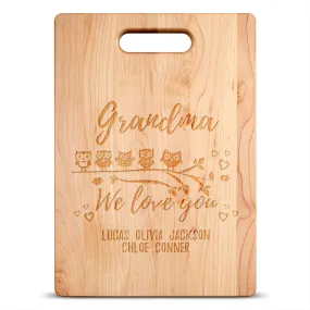 Owl Love Personalized Maple Cutting Board