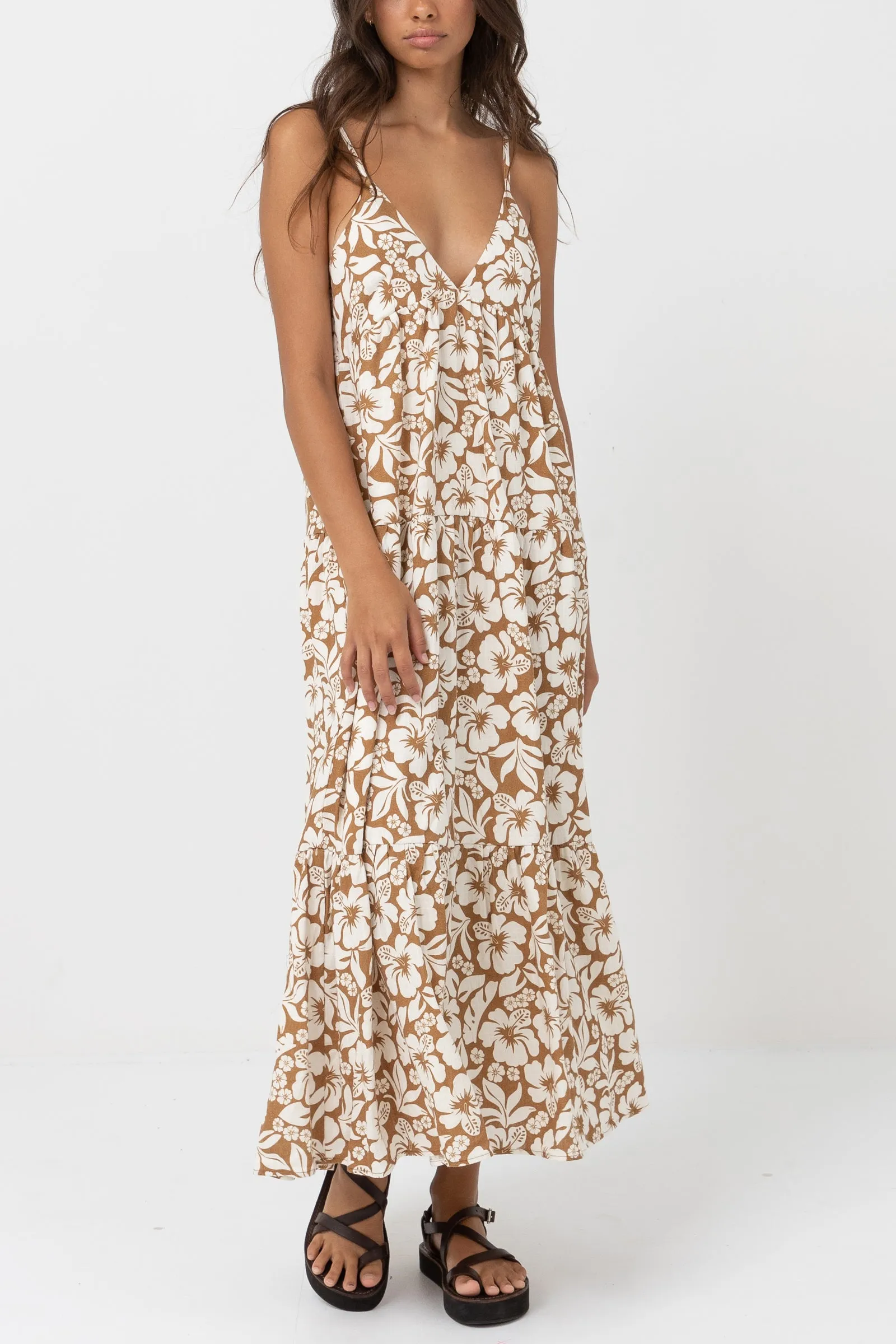 Pacific Tiered Midi Dress Golden