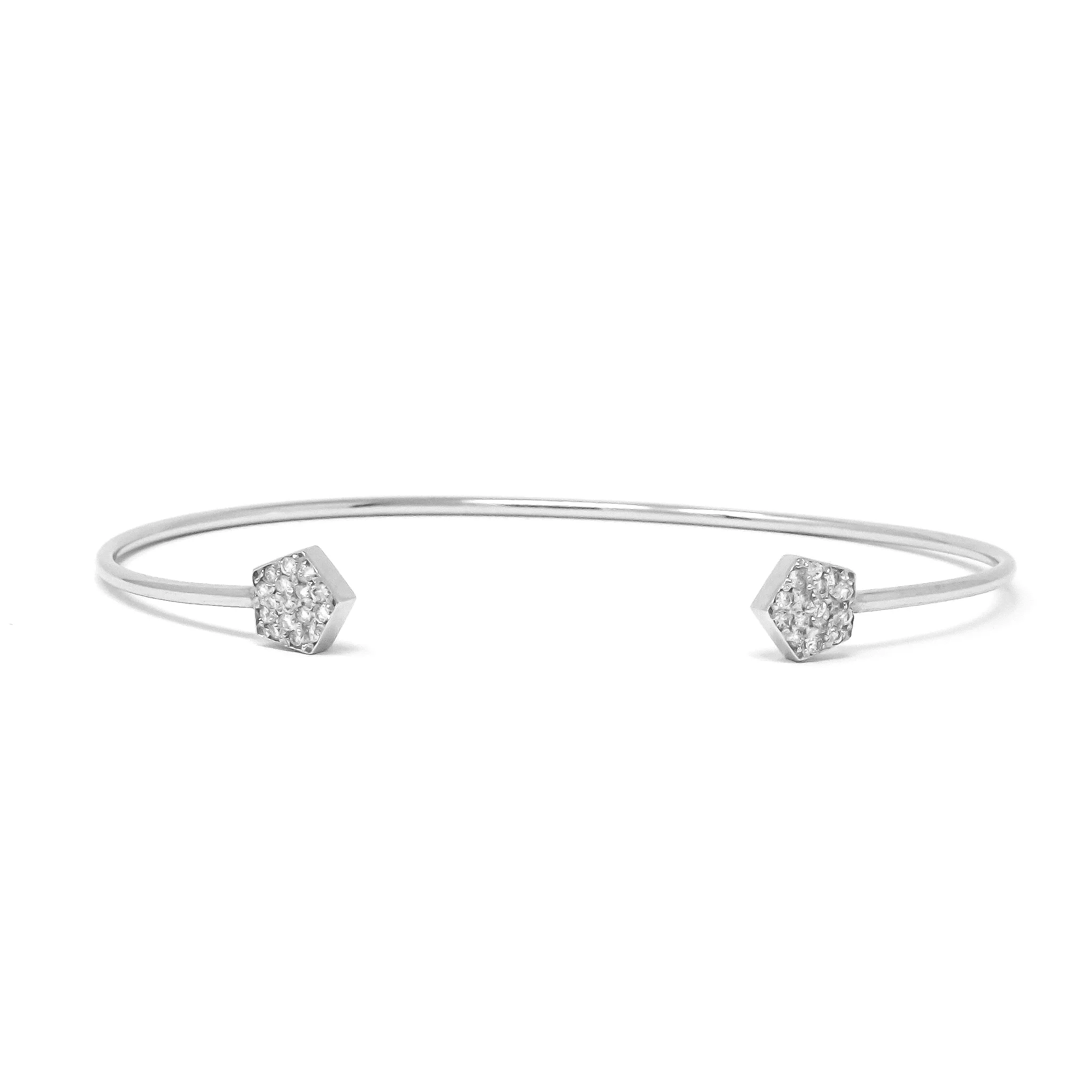 Pentagon Diamond Cuff Bracelet in 14K White Gold