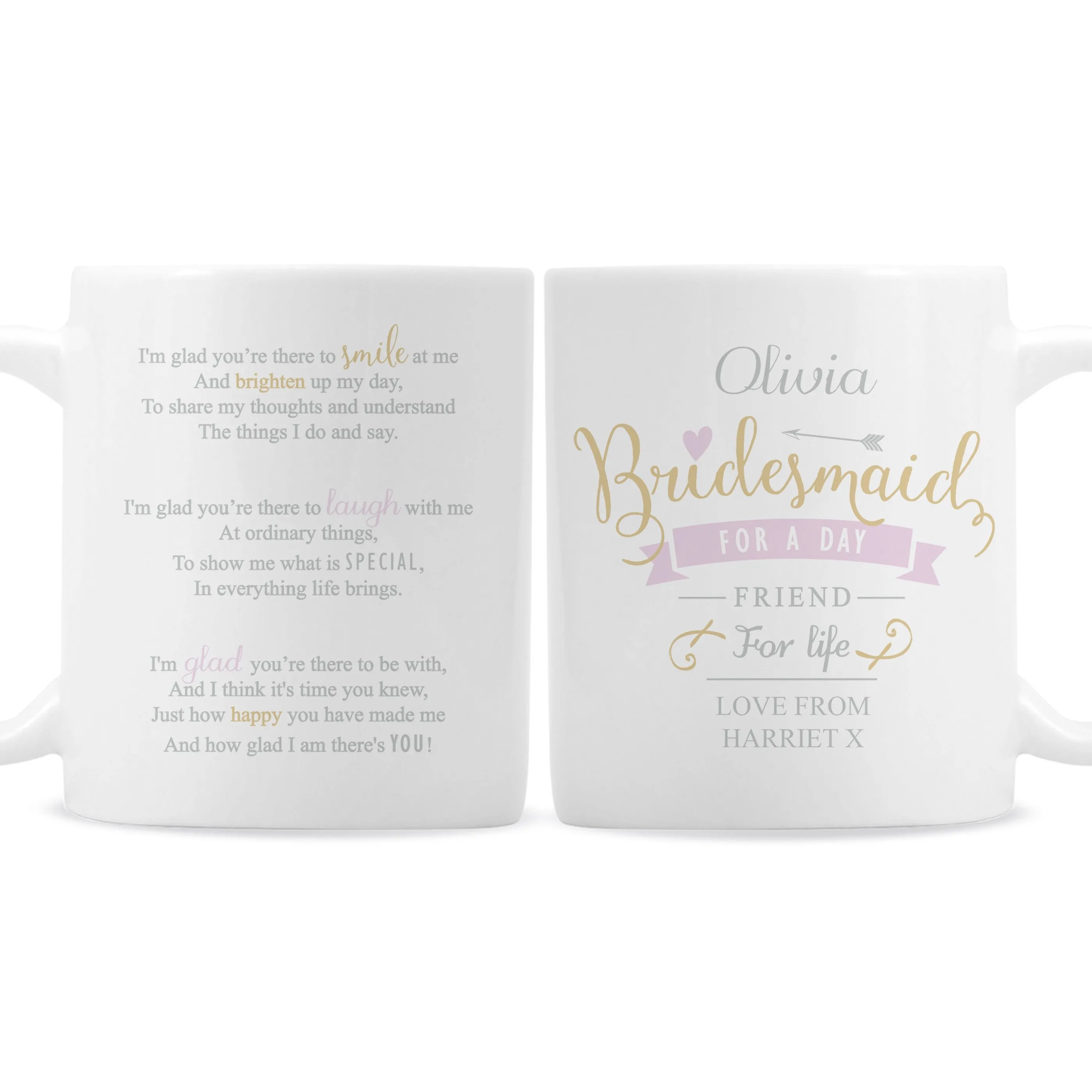 Personalised I Am Glad... Bridesmaid Mug