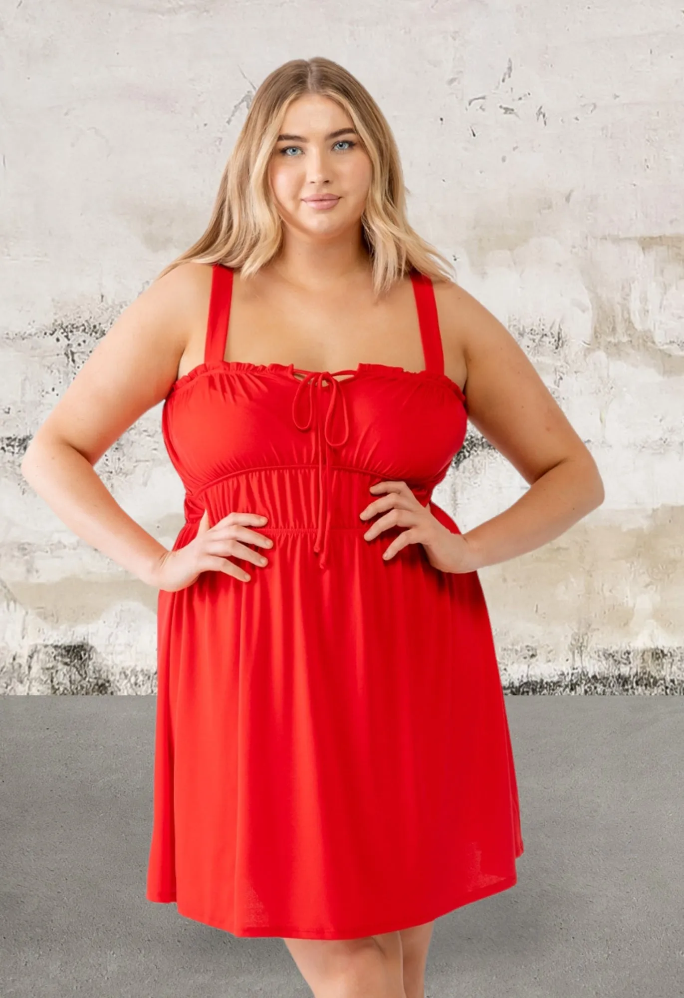 Plus Size Sleeveless Woven Ruffle Mini Dress