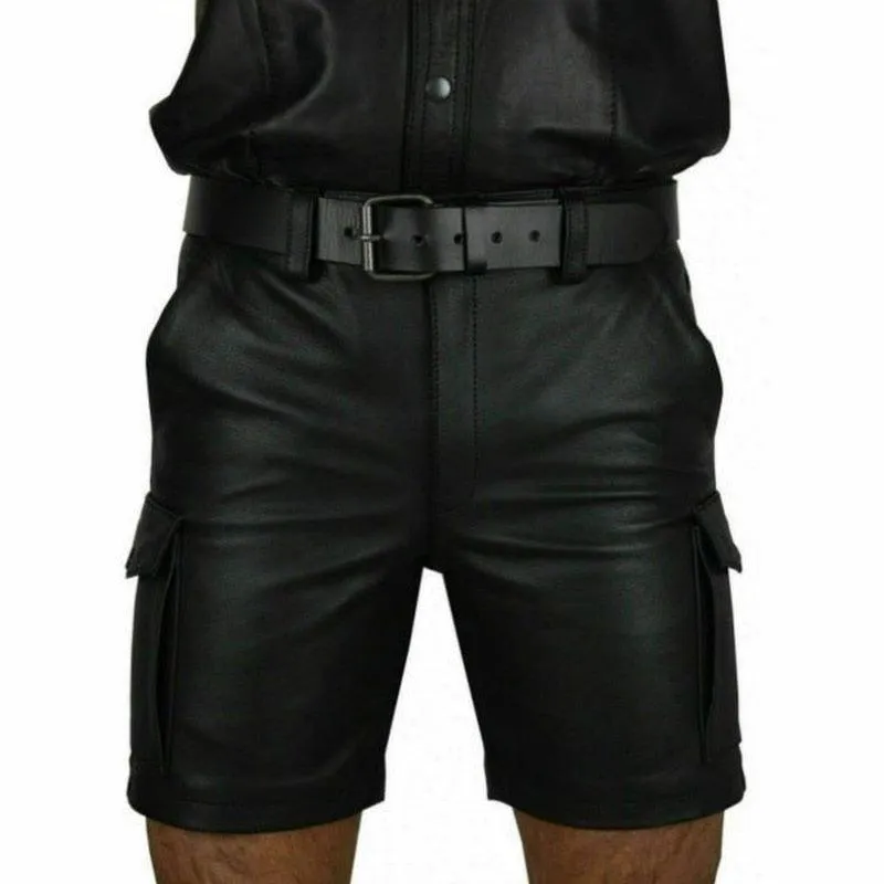 PU Leather Casual Leather Shorts