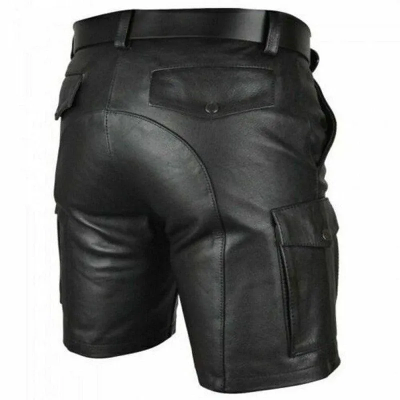 PU Leather Casual Leather Shorts