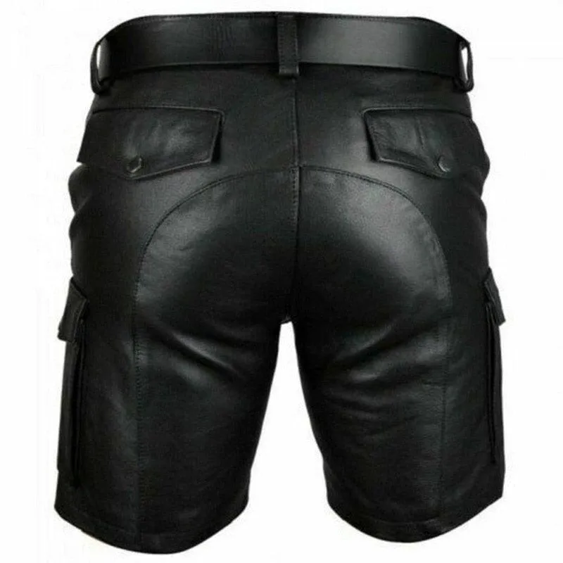 PU Leather Casual Leather Shorts