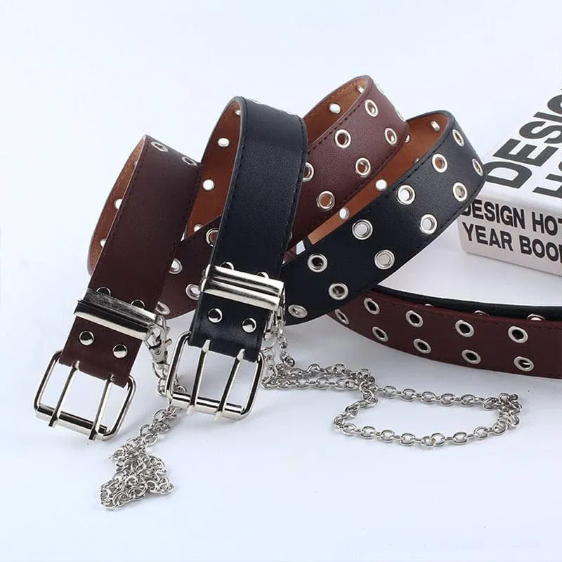 Punk Pu Leather Belt Chain