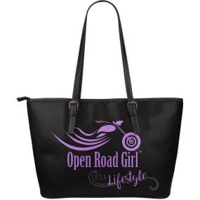 PURPLE It's a Lifestyle Open Road Girl LARGE PU LEATHER Tote