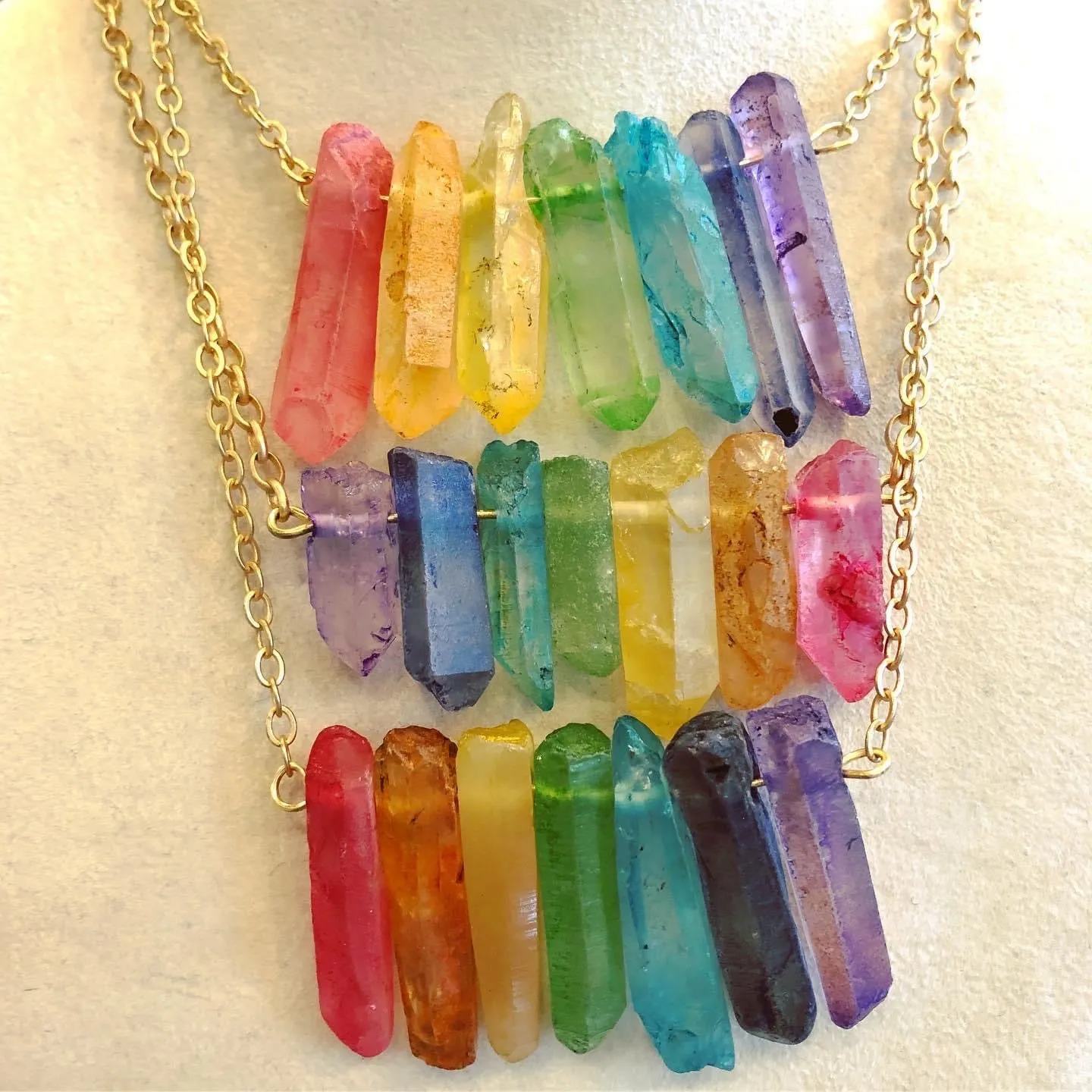 Rainbow Quartz Crystal Point Chakra Set