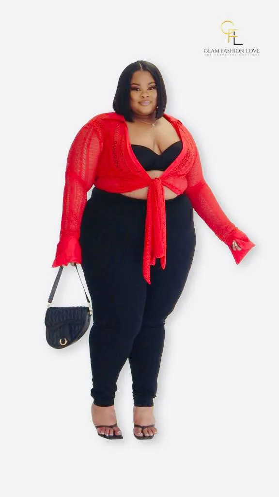 Red + size Netted Top