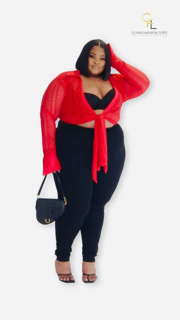 Red + size Netted Top