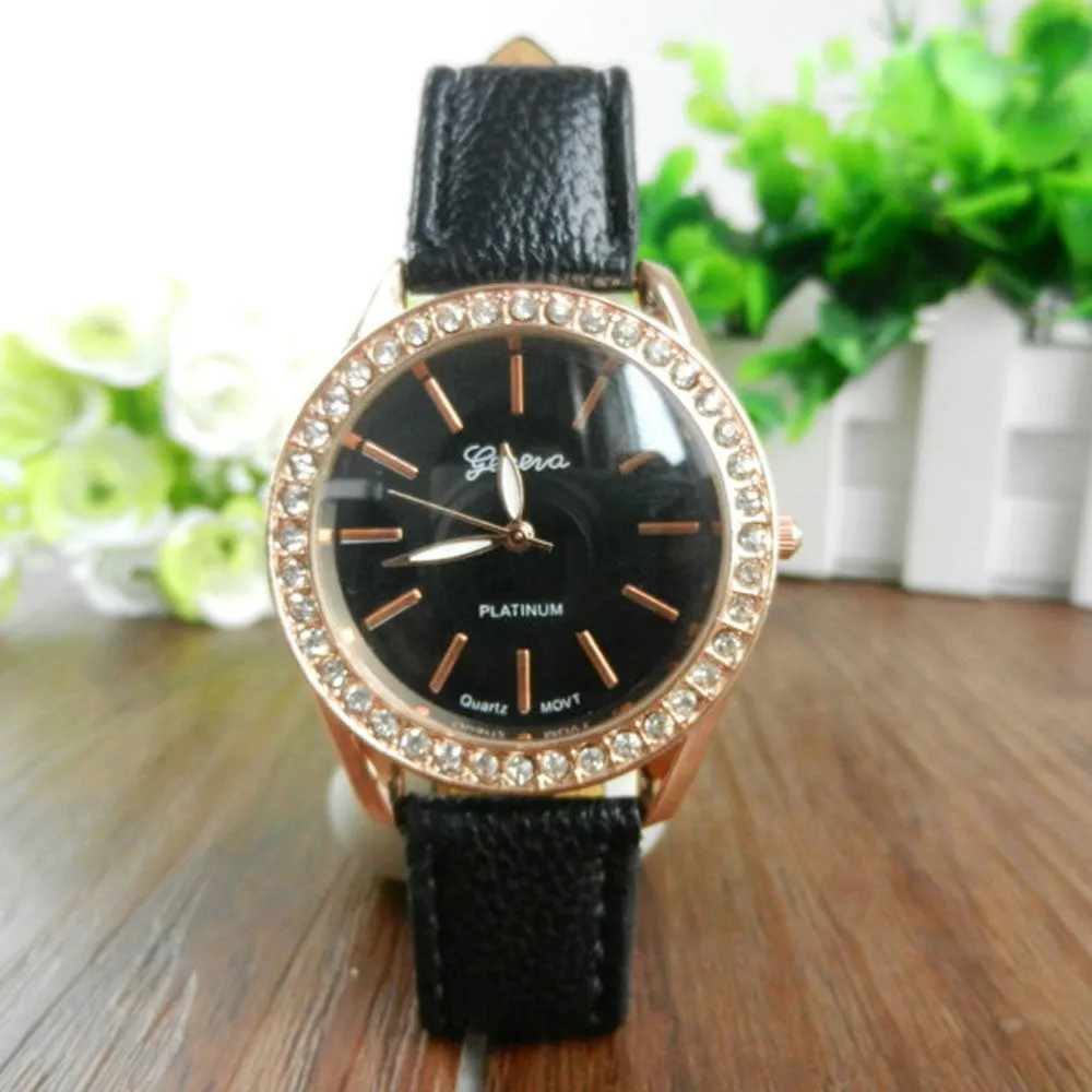 Relogio Feminino Date Day Clock PU Leather Watch Ladies Casual Watch Quartz Clocks Hour Relojes