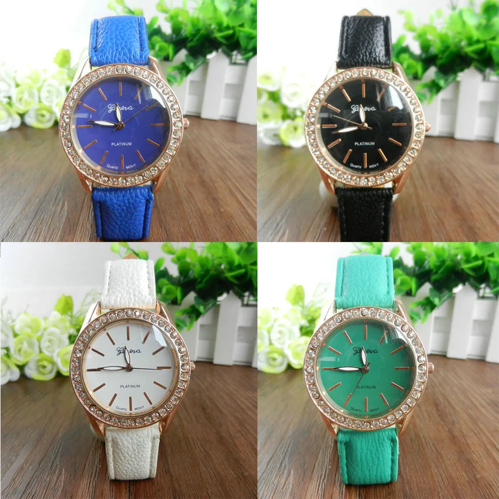 Relogio Feminino Date Day Clock PU Leather Watch Ladies Casual Watch Quartz Clocks Hour Relojes