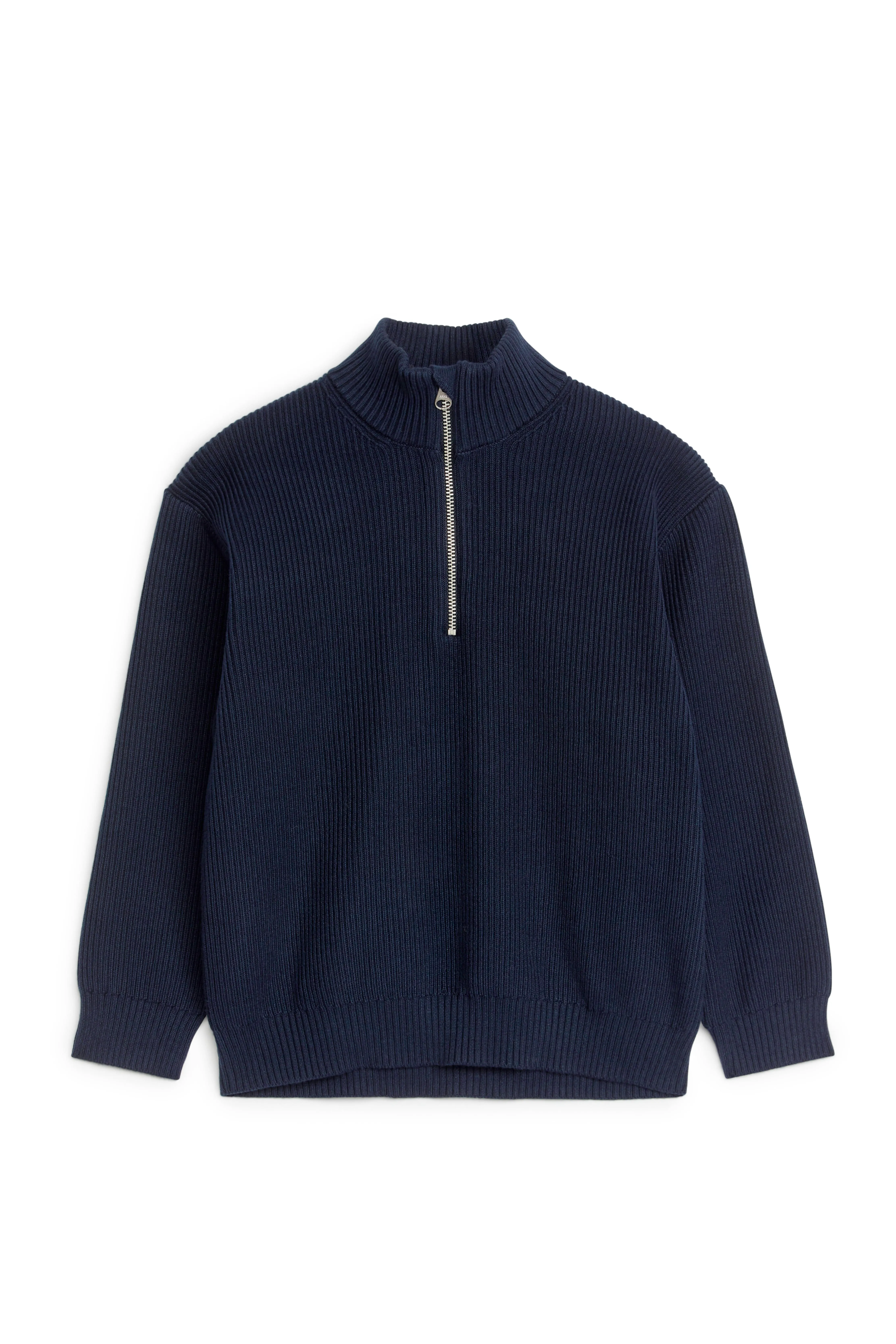 Ribbed Half-Zip Jumper - Long sleeve - Regular length - Dark Blue - Kids | H&M GB