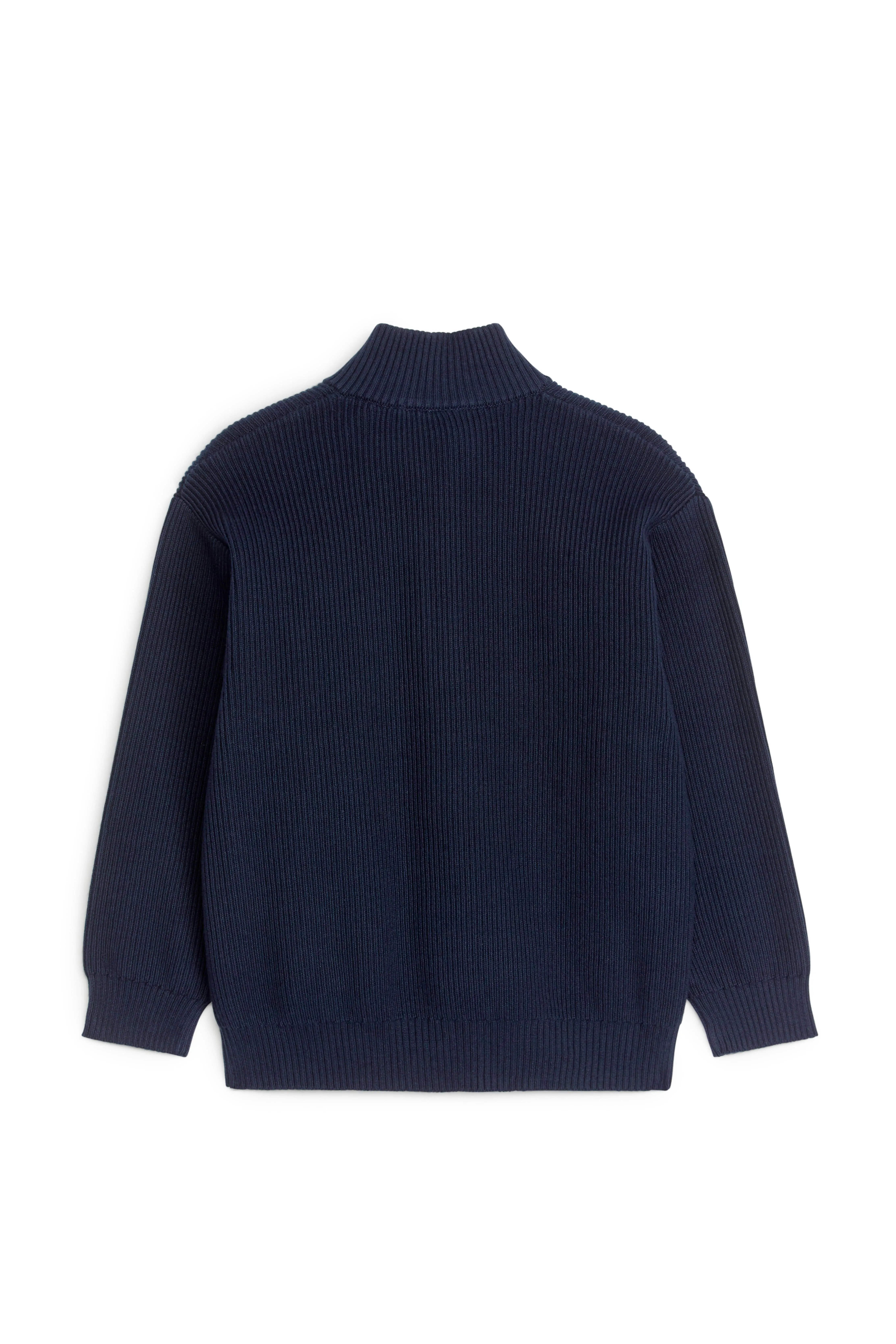 Ribbed Half-Zip Jumper - Long sleeve - Regular length - Dark Blue - Kids | H&M GB