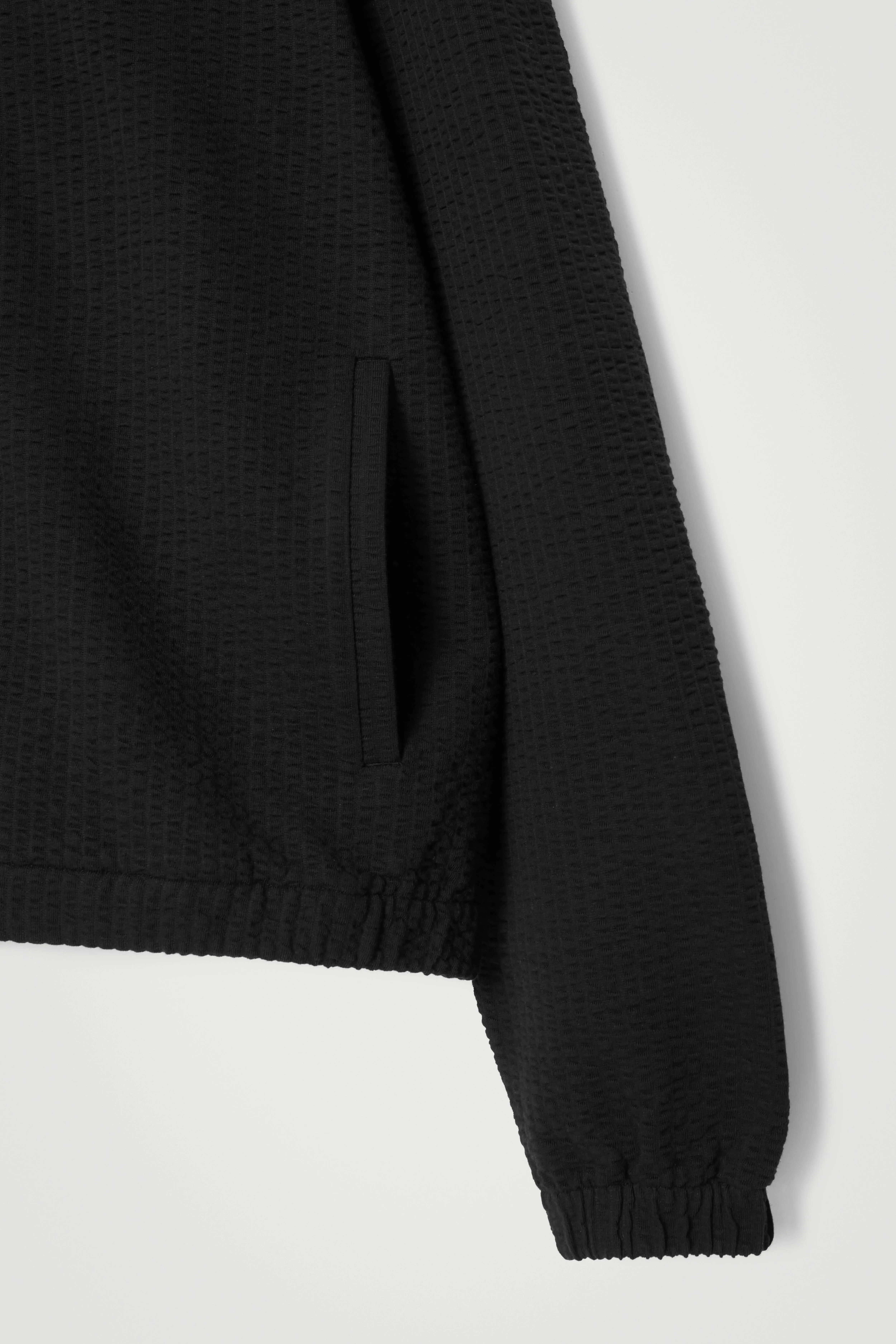 RIBBED JERSEY ZIP-UP HOODIE - Round neck - Long sleeve - BLACK - Men | H&M GB