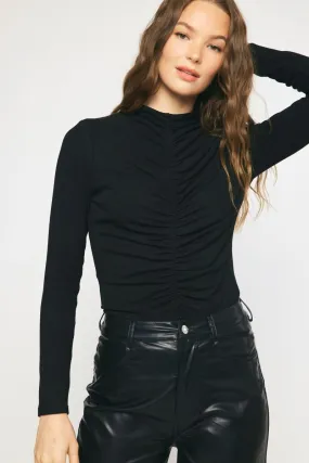 Ribbed Mock Neck Long Sleeve Top