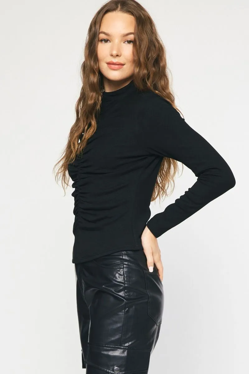 Ribbed Mock Neck Long Sleeve Top