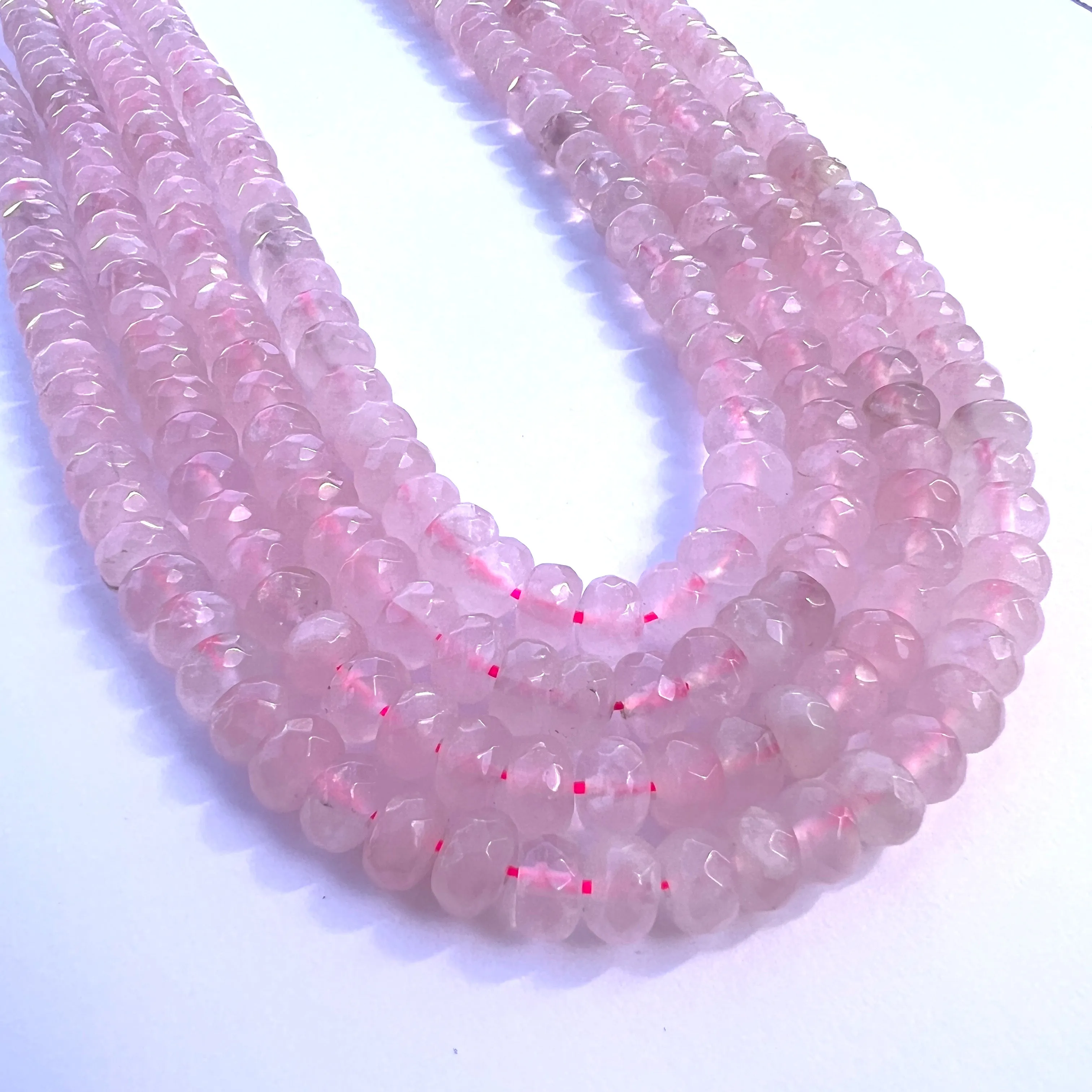 Rose Quartz - Faceted Rondelle