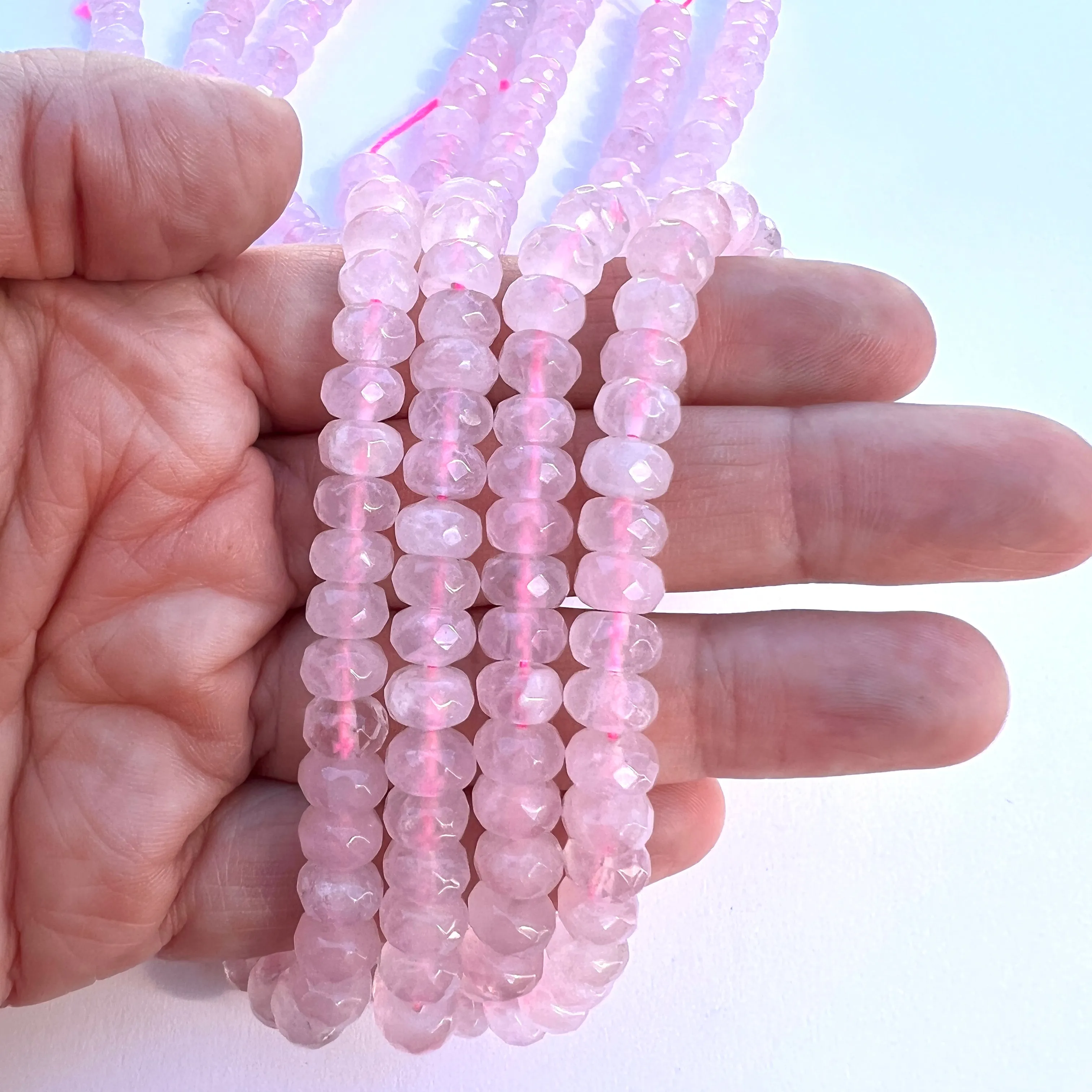 Rose Quartz - Faceted Rondelle