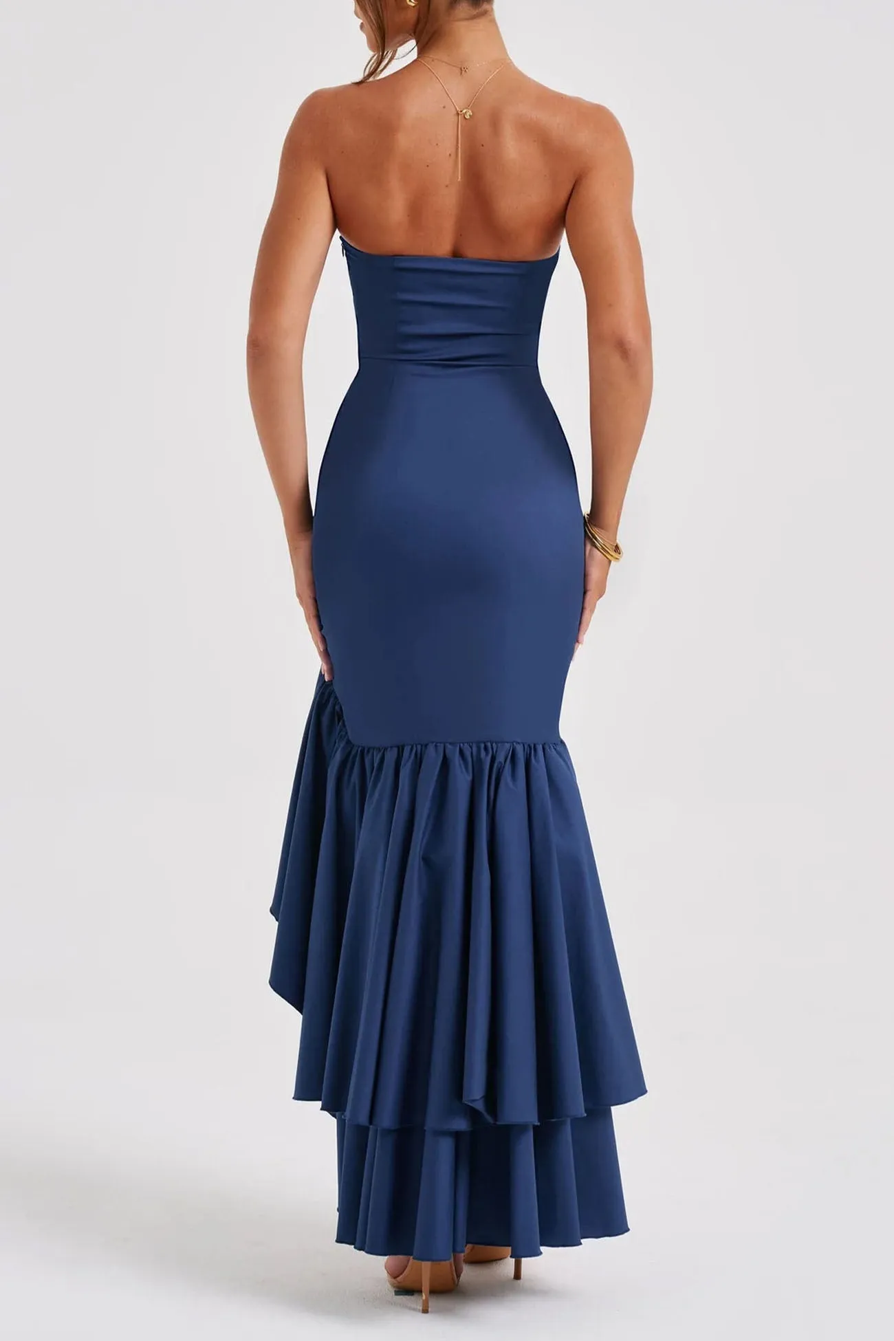 Ruffled Tiered Slit Sleeveless Midi Dress