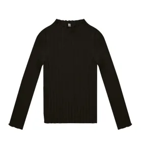 Rylee and Cru Ribbed Long Sleeve Tee - Black