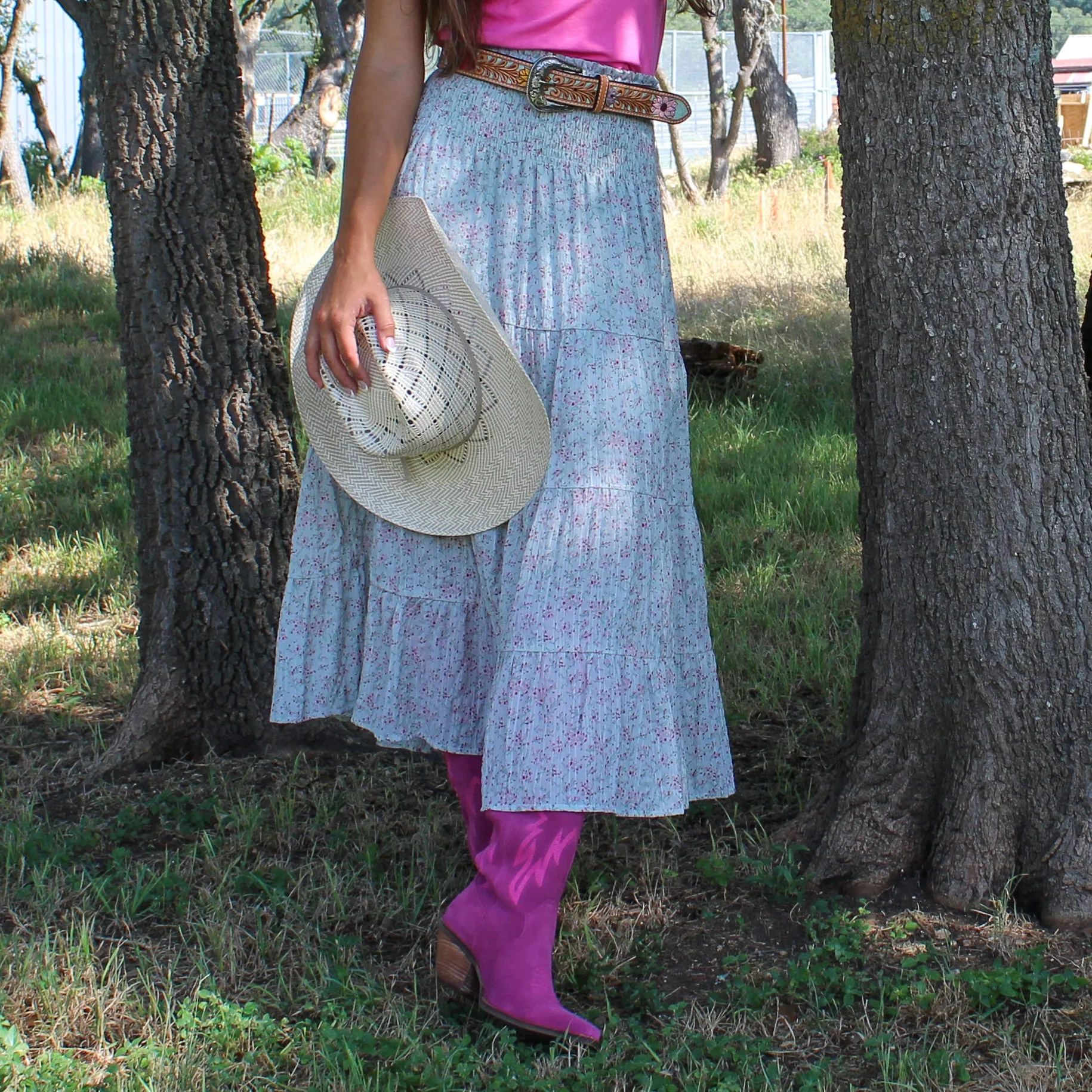 Sage Floral Skirt