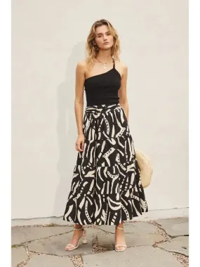 Sash Tie Midi Skirt