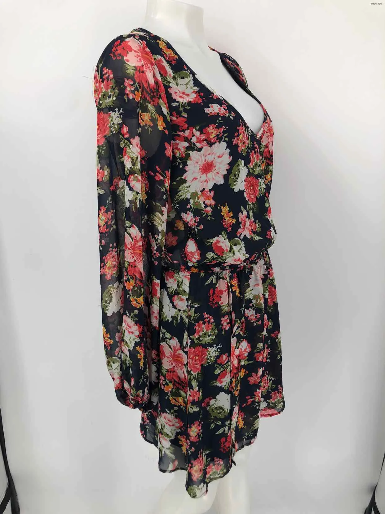 SHOW ME YOUR MUMU Navy Red Multi Floral V-Neck Size SMALL (S) Dress