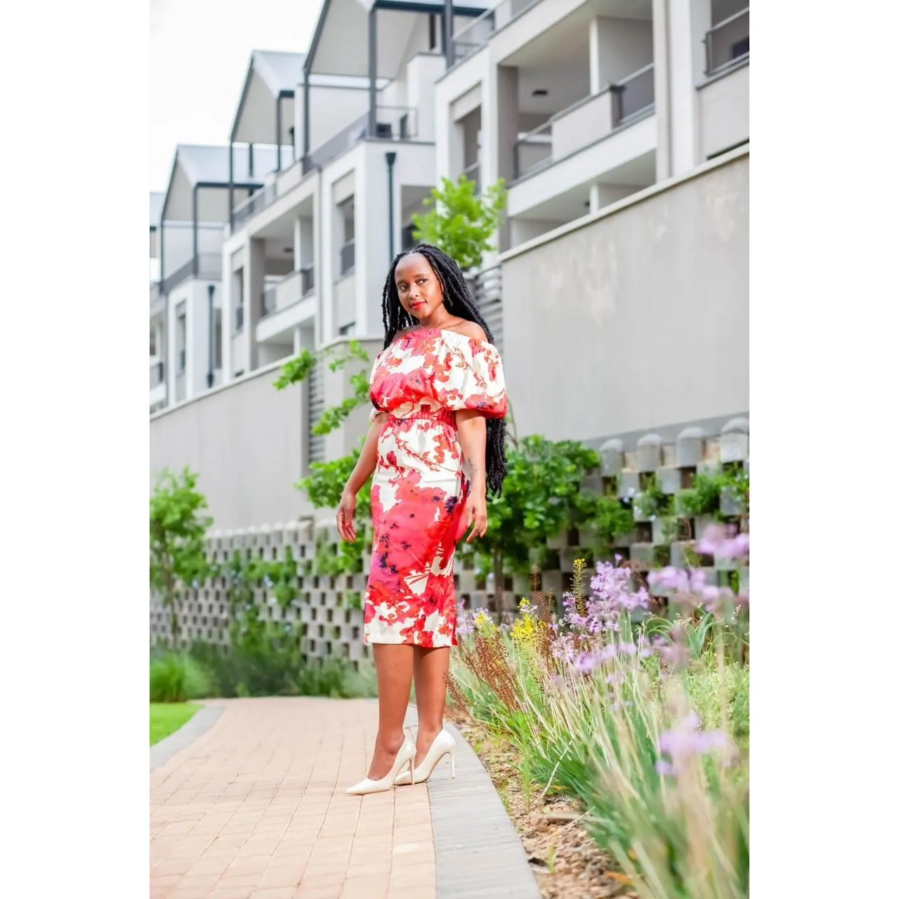 Slash Neck Off Shoulder Summer Floral Dress