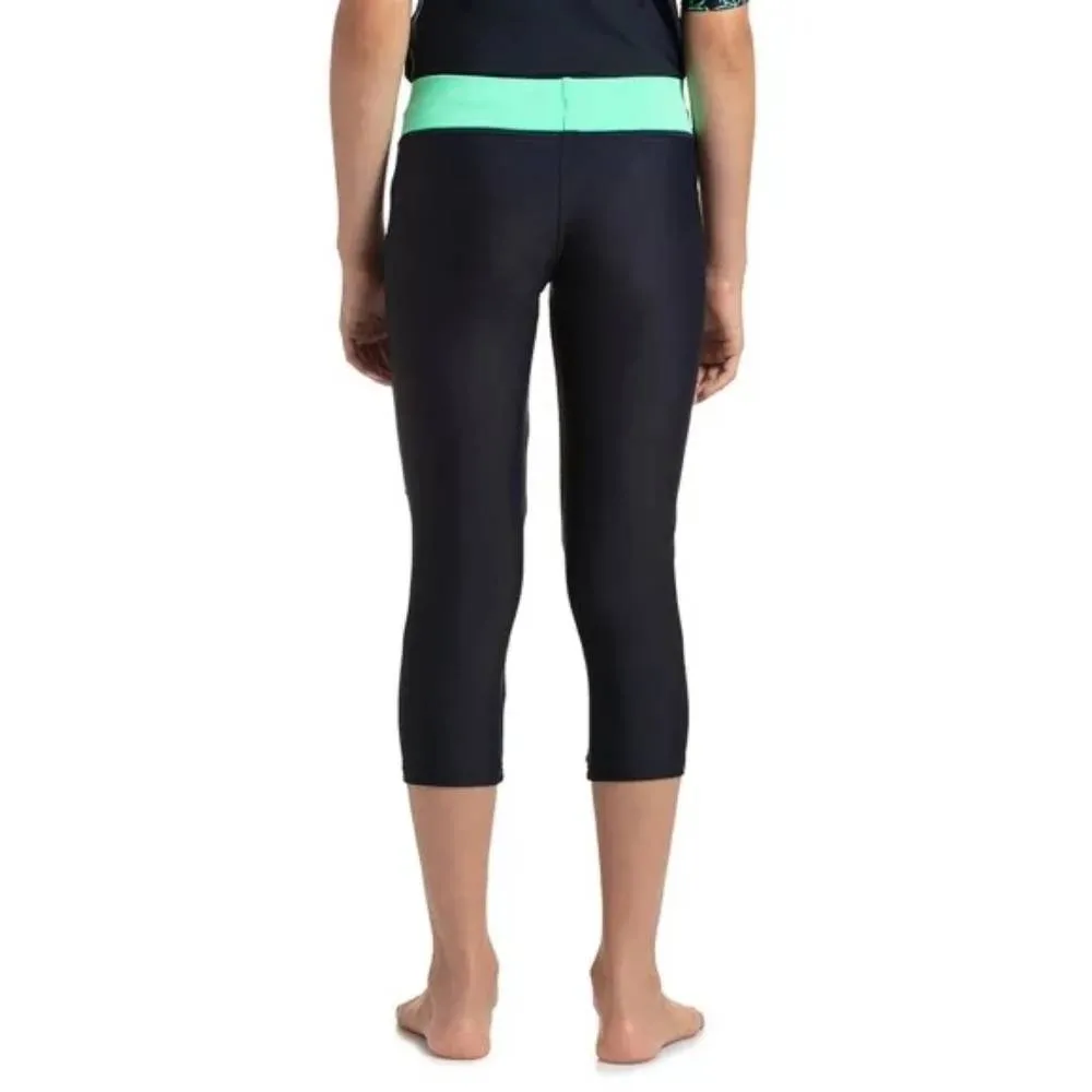 Speedo Girl's Active Swim Capri (True Navy/Green Glow)