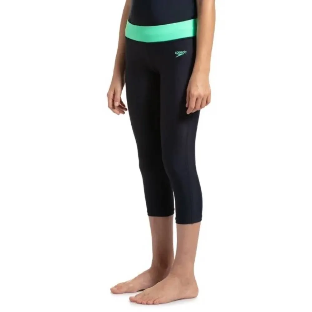 Speedo Girl's Active Swim Capri (True Navy/Green Glow)