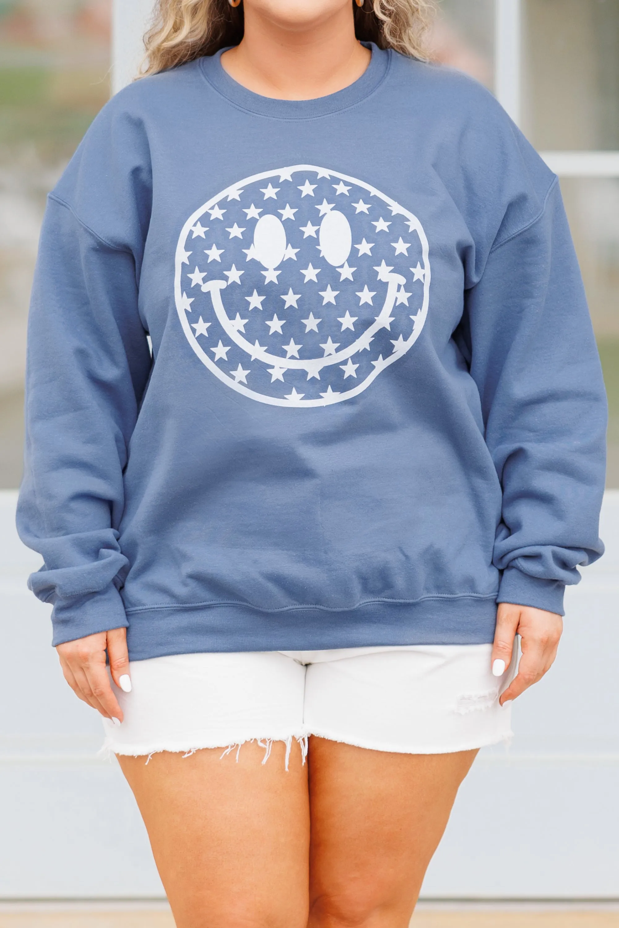 Stars Got Me Smiling Sweatshirt, Indigo