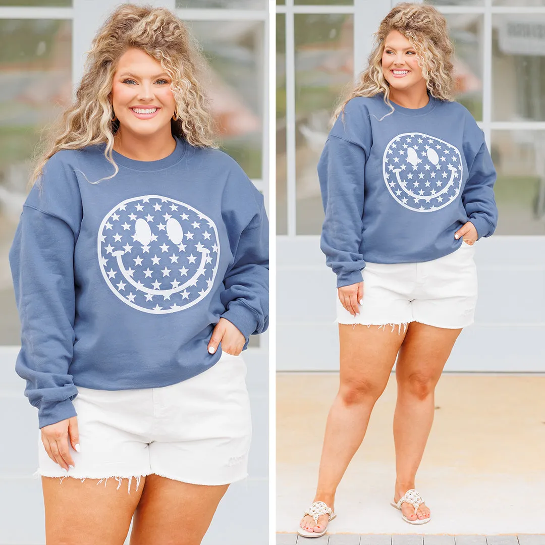 Stars Got Me Smiling Sweatshirt, Indigo