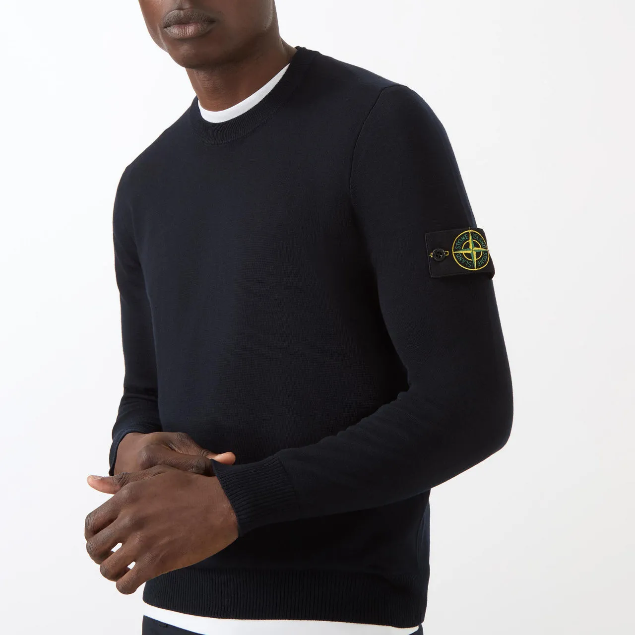 STONE ISLAND Logo Badge Sweater - Navy