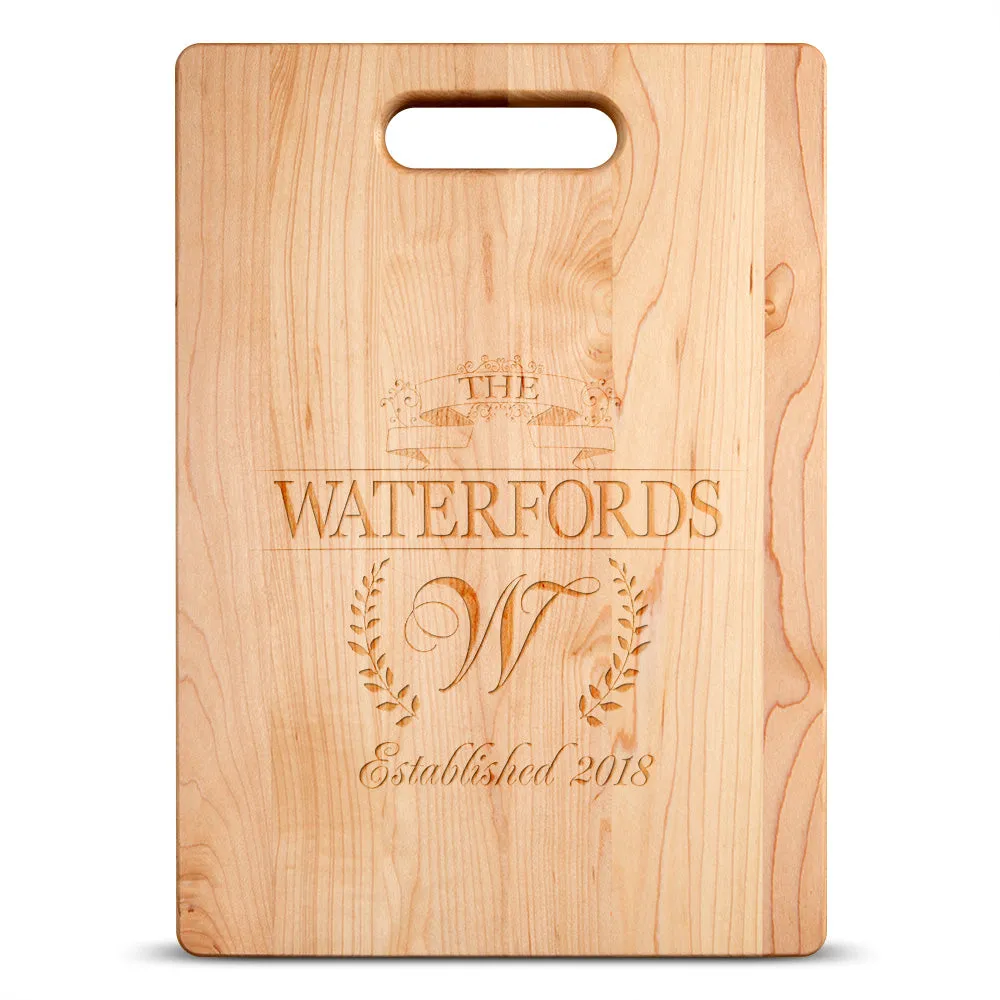 Surname Laurel Personalized Maple Cutting Board