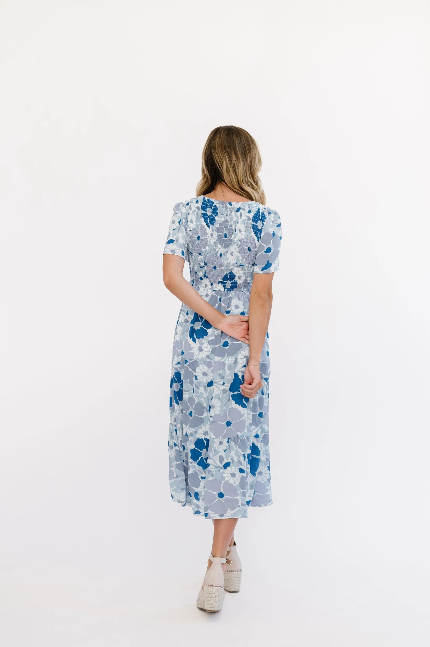 Tayla Blue Splash Midi Dress