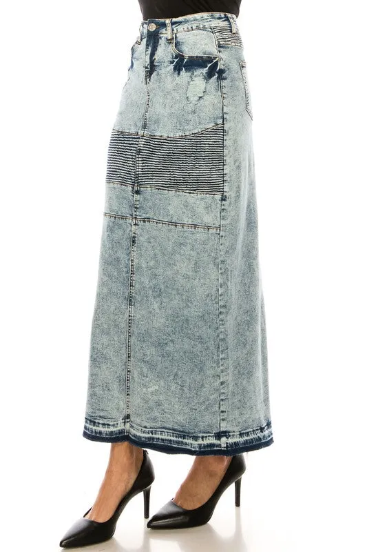 Teresa Ribbed Long Jean Skirt- Sand Blast